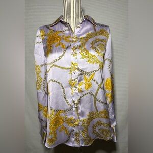 Industry Floral Chain Print Long Sleeve Blouse Size S NWT